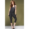 Amanda49 Western Fashion Elastic Waist and Bust Design Cotton Halter Jumpsuit
