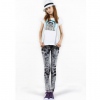 Amanda49 Snow Broken Hole Style Sequin Embellished Black Jeans For Women