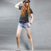 Amanda49 Refreshing Low Waist Cuff Blue Shourt Jeans For Women