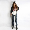 Amanda49 Elegant Broken Style Rhinestone Embellished Back-Pocket Blue Jeans For Women