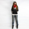 Amanda49 Slim and Exquisite Lace Rhinestone Embellished Embroidery Patterns Dark Blue Jeans For Women
