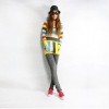 Amanda49 Snow Style Vertical Scratch Embellished Back-Pocket Black Jeans For Women
