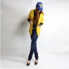 Amanda49 Slim Korea Style Patterns Wave Line Back-Pocket Blue Jeans For Women