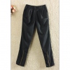 Amanda49 New Arrival Zipper Embellished Legopening Elastic Waist Trousers
