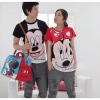 Amanda49 Casual and Sweet Round Neckline Patterns Short Sleeves Cotton Couple T-Shirt For Lovers