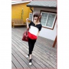 Amanda49 New Arrival Street Feel Style Cotta T-shirt and Cropped Trousers Suit