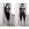 Amanda49 New Arrival Casual Loose Cotta T-shirt and Cropped Trousers Sport Suit
