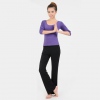 Amanda49 New Arrival Summer Fashion Top Grade Round Neckline Purple Blouse and Black Trousers Yoga Clothing