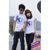 Amanda49 Korea Fashion Stylish Round Neckline Letters Printing Short Sleeve T-Shirt