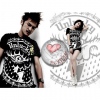 Amanda49 Stylish and Cool Myth Totem Printing Round Neckline Two-Way Short Sleeve T-Shirt--Lover's Clothes
