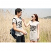 Amanda49 Korea Fashion Mix-Matched Casual Style Round Neckline Short Sleeve Blouse--Lover's Clothes