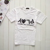 Amanda49 Popular Round Neckline Reverse Letter Printed Short Sleeves Couple T-Shirt For Lovers