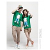 Amanda49 Leisure Round Neckline Patterns Short Sleeves Cotton Couple T-Shirt For Lovers