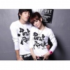 Amanda49 Fashionable Round Neckline Letter Pattern Long Sleeves Cotton Couple T-Shirt For Lovers