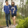 Amanda49 Slim and Charming Sign Pattern Blue Long Sleeves Couple Blouse For Lovers