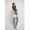 Amanda49 Stylish Black and White Stripes Leggings