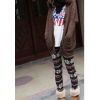 Amanda49 Colorful Stripes Snow Patterns Elastic Dry Acrylic Long Trousers For Women