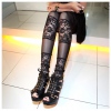 Amanda49 Fashionable and Exquisite Lace Flower Patterns Black Pants For Women