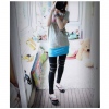 Amanda49 Fashion Style Laconic and Mix-Matched Zipper Decorated Nine-cent Leggings For Female