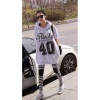Amanda49 Casual Korean Style Knee Patch Pattern Strips Leggings
