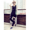 Amanda49 The Latest Style Cool Hole Design Black Cotton + Polyster Leggings