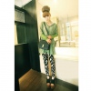 Amanda49 Western Fashion Mix-Matched Diamond Pattern Embellished Leggings