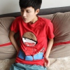 Amanda49 Lovely Round Neckline Cartoon Printed Short Sleeves Cotton T-Shirt For Men