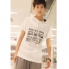 Amanda49 Simple Korea Style Letter Pattern Pockets White Sleeves Including Cotton Blouse For Men