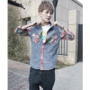 Amanda49 Fashionable and Slim Colorful Grid Style Three Quarters Sleeves Blouse For Men
