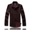 Amanda49 Hot Sale Stylish Pinstripes Dark Color Long Sleeve Shirt