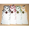 Amanda49 Summer Fashion Hip Hop Style Round Neckline Stripes Painting Badge Embellished Sleeveless Cotton Vest