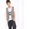 Amanda49 Slim British Style Ghost Printed Stripes Cotton Two Pieces Vest For Men