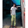Amanda49 Fashionable Stripes Short Sleeves Cotton Blouse For Men