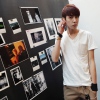 Amanda49 Fashionable and Slim V-Neck Special Pocket Style Short Sleeves T-Shirt For Men
