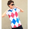 Amanda49 Leisure Grid Style Short Sleeves Cotton Fabric Blouse For Men