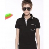 Amanda49 Fashionable Special Pocket Design Black Sleeves Cotton Fabric Blouse For Men