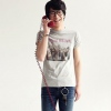 Amanda49 Leisure Round Neckline Party Pattern Cotton T-Shirt For Men