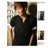 Amanda49 Fashion and Casual Style V-Neck and Button Decorated Color Matching Design T-shirt For Man