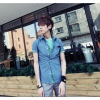 Amanda49 Fashion and Casual Style Laconic and Mix-Matched Slim Cotta Shirt For Man