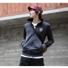 Amanda49 Casual Style Pure Color Special Embroidered Logo Long Sleeve Cotton Coat For Men