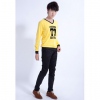Amanda49 Autumn and Winter Fashion Stylish V-Neckline Letters Printing Long Sleeve T-Shirt