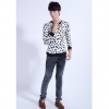 Amanda49 Cool V-Neckline Leopard and Skull Head Printing Long Sleeve T-Shirt
