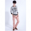 Amanda49 Autumn and Winter Fashion Sunshine Boy V-Neckline Letters Printing Long Sleeve T-Shirt