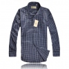Amanda49 Decent and Single-Breasted Black Long Sleeve Plaid Shirt For Men