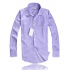 Amanda49 Decent Front Pocket Design Purple Long Sleeve Plaid Shirt For Men