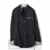 Amanda49 Fashionable Single-Breasted Special Pocket Design Black Long Sleeves Shirt For Men