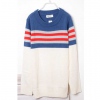 Amanda49 Warm-Keeping Round Neckline Stripes Colormatching Blue Long Sleeves Thicken Blouse For Men
