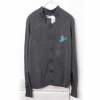Amanda49 Slim Embroidery Single-Breasted Long Grey Sleeves Coat For Men