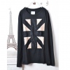 Amanda49 Cool Round Neckline Rough Selvedge American Flag Style Long Sleeves T-Shirt For Men