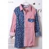 Amanda49 British America Flag Style Stripes Lapel Long Sleeves Lint Shirt For Men